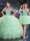Fancy Apple Green Military Ball Dresses Military Ball and Sweet 16 and Quinceanera with Beading and Ruffles Sweetheart Sleeveless Lace Up