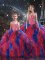 Custom Designed Sweetheart Sleeveless Lace Up Sweet 16 Dress Multi-color Tulle