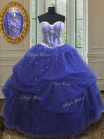 Blue Sleeveless Beading and Sequins Floor Length Sweet 16 Dresses(SKU PSSW063BIZ)