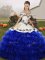 Royal Blue Sleeveless Organza Lace Up Sweet 16 Dresses for Military Ball and Sweet 16 and Quinceanera