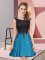 Inexpensive Teal Sleeveless Lace Mini Length Quinceanera Court of Honor Dress