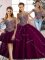 Sweetheart Cap Sleeves Tulle 15 Quinceanera Dress Beading Brush Train Lace Up