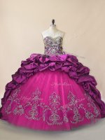 Purple Ball Gowns Taffeta and Tulle Sweetheart Sleeveless Beading and Pick Ups Lace Up Quinceanera Dresses Brush Train(SKU PSSW1155-7BIZ)