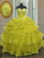 Enchanting Sleeveless Lace Up Floor Length Beading and Ruffled Layers and Pick Ups Ball Gown Prom Dress(SKU PSSW0145-2BIZ)