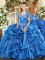 Admirable Ball Gowns 15 Quinceanera Dress Baby Blue Sweetheart Organza Sleeveless Floor Length Lace Up