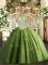 Floor Length Olive Green Vestidos de Quinceanera Halter Top Sleeveless Lace Up