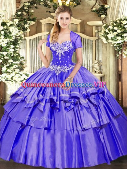 Great Purple Sleeveless Beading and Ruffled Layers Floor Length Quinceanera Dress - Click Image to Close