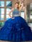Fabulous Royal Blue Sweet 16 Dress Military Ball and Sweet 16 and Quinceanera with Beading and Ruffles Scoop Sleeveless Backless