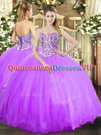 Flare Lavender Sweetheart Lace Up Beading 15 Quinceanera Dress Sleeveless