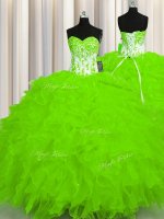 Organza Sleeveless Floor Length Party Dresses and Beading and Ruffles(SKU PSSW0606-3BIZ)
