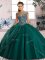 Tulle Cap Sleeves Sweet 16 Quinceanera Dress Brush Train and Beading