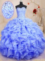 Wonderful Floor Length Lavender Sweet 16 Dresses Sweetheart Sleeveless Lace Up