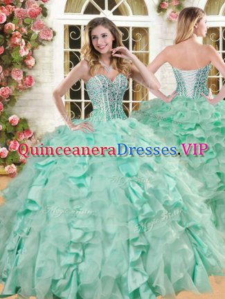 Gorgeous Sleeveless Beading and Ruffles Lace Up Ball Gown Prom Dress