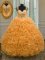 Orange Zipper 15 Quinceanera Dress Beading and Ruffles Sleeveless Floor Length