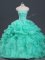 Vintage Apple Green Organza Lace Up Quinceanera Dresses Sleeveless Floor Length Beading and Ruffles and Pick Ups