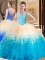 Sweet V-neck Sleeveless Tulle Sweet 16 Dress Appliques and Ruffles Zipper