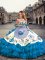 Sleeveless Floor Length Embroidery and Ruffled Layers Lace Up 15th Birthday Dress with Blue And White