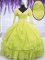 Yellow Green Sleeveless Beading and Embroidery and Ruffles Floor Length Vestidos de Quinceanera