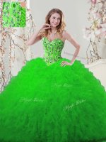 Smart Lace Up Sweet 16 Dress Embroidery and Ruffles Sleeveless Floor Length