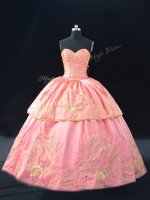 Customized Sleeveless Embroidery Lace Up Sweet 16 Quinceanera Dress