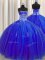 Puffy Skirt Royal Blue Sleeveless Beading and Appliques Floor Length Quinceanera Gowns