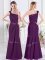 Hot Sale One Shoulder Purple Sleeveless Floor Length Ruching Side Zipper Court Dresses for Sweet 16