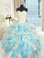 Discount Multi-color Lace Up Sweetheart Beading and Ruffles Sweet 16 Dress Organza Sleeveless