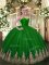 High End Tulle Sweetheart Sleeveless Zipper Appliques 15th Birthday Dress in Green