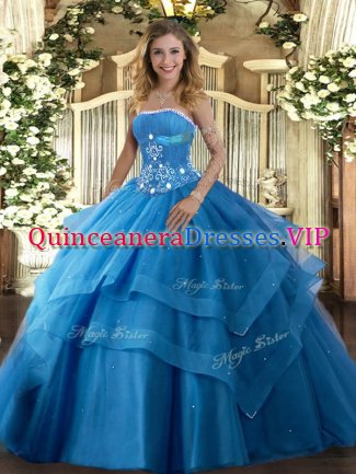Sleeveless Beading and Ruffled Layers Lace Up 15 Quinceanera Dress