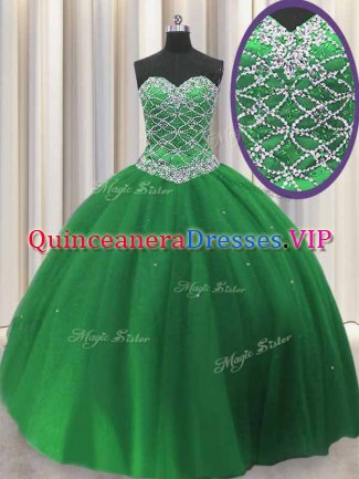 Discount Sleeveless Lace Up Floor Length Beading Sweet 16 Dress
