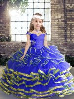 Sleeveless Beading and Ruching Lace Up Little Girl Pageant Dress