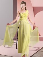 Yellow One Shoulder Lace Up Hand Made Flower Quinceanera Dama Dress Sleeveless(SKU BMT0366-11BIZ)