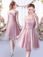Dynamic Pink Sleeveless Belt Knee Length Damas Dress(SKU BMT0400ABIZ)