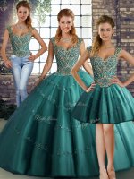 Delicate Sleeveless Lace Up Floor Length Beading and Appliques Ball Gown Prom Dress(SKU SJQDDT2137007BIZ)