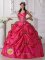 Hand Made Rose with Beading Spaghetti Straps Customize Hot Pink Quinceanera Gowns For Sweet 16 In Junction City Kansas/KS