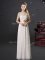 Cheap See Through Chiffon Scoop Sleeveless Lace Up Lace and Appliques and Belt Quinceanera Dama Dress in White