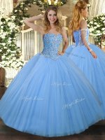 Romantic Aqua Blue Lace Up Sweet 16 Quinceanera Dress Beading Sleeveless Floor Length(SKU SJQDDT1067002BIZ)