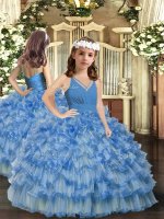 Floor Length Ball Gowns Sleeveless Blue Pageant Dresses Zipper(SKU PAG1099BIZ)