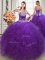 Eye-catching Eggplant Purple Sleeveless Floor Length Beading and Ruffles Lace Up Vestidos de Quinceanera