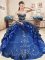 Navy Blue Sleeveless Floor Length Beading and Embroidery and Pick Ups Lace Up Quinceanera Gown