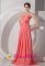 Watermelon Chiffon Empire Sweetheart Ruch and Hand Made Flowers Brush Train Quinceanera Dama Dress In Junin Argentina