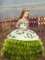 Cheap Floor Length Lace Up Little Girl Pageant Dress Green for Party and Wedding Party with Embroidery and Ruffled Layers