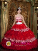 Bridgeport TX Strapless Luxurious Colorful Ruffles Layered Beading Quinceanera Gowns Organza