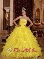 Clifton TX Yellow Ruffles Layered Ruches Bodice Amazing Quinceanera Dress In New York(SKU QDZY730y-3BIZ)
