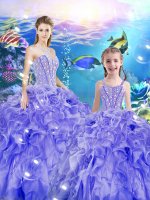 Fitting Organza Sleeveless Floor Length Sweet 16 Quinceanera Dress and Beading and Ruffles