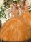 Colorful Orange Lace Up Sweet 16 Quinceanera Dress Beading and Ruffles Sleeveless