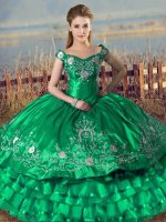 Captivating Green Lace Up Vestidos de Quinceanera Embroidery and Ruffled Layers Sleeveless Floor Length(SKU XBQD162-9BIZ)