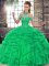 Ball Gowns Quinceanera Dresses Green Halter Top Tulle Sleeveless Floor Length Lace Up