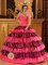 Center TX Organza and Zebra Layers Hot Pink Quinceanera Dress With Sweetheart and Beading Decorate Ball Gown