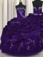 Fantastic Floor Length Purple Quinceanera Dresses Taffeta Sleeveless Beading and Embroidery and Pick Ups(SKU PSSW0477-7BIZ)